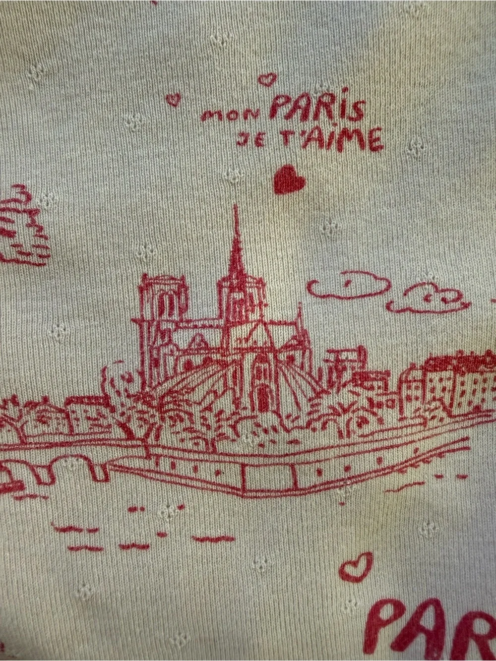 Petit Bateau Paris Eiffel Tower Pink Pointelle Pajamas Set size 10 Girls